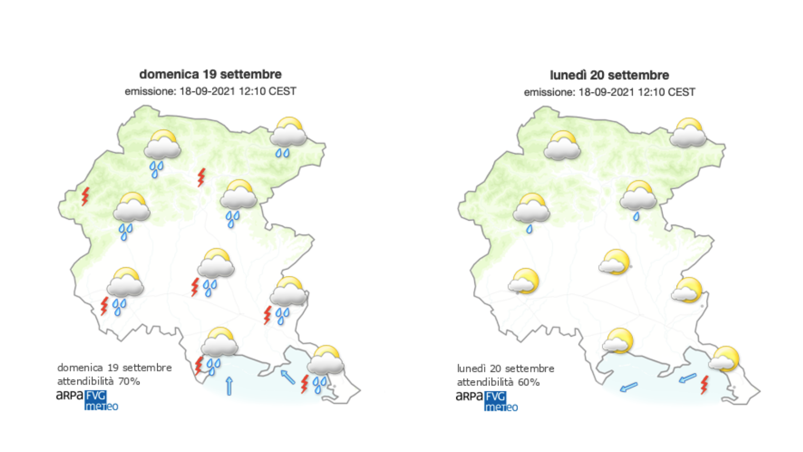 Immagine per Meteo, atteso maltempo anche sul Goriziano con vento sulla costa